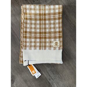 Timberland Scarf NWT Khaki Brown Cream Wheat Plaid Cozy Winter Gift $60 MSRP